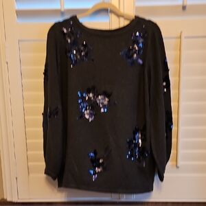 Sequin Embellished Gray Sweater